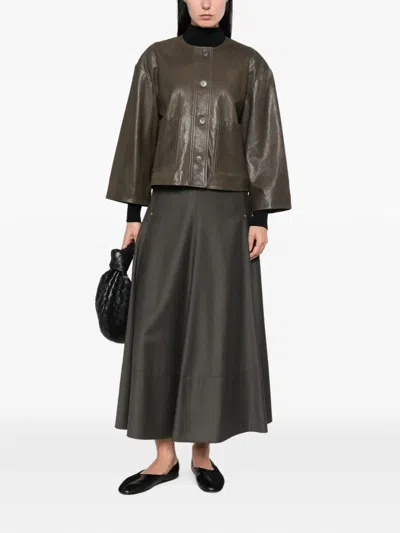 Weekend Max Mara Button-up Wide-sleeve Jacket In Brown