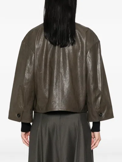 Weekend Max Mara Button-up Wide-sleeve Jacket In Brown