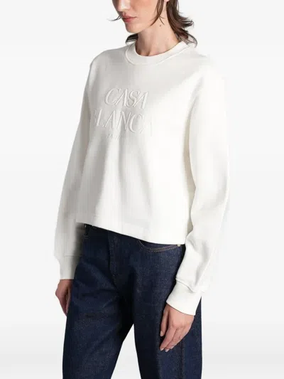 Casablanca Logo-embroidered Sweatshirt In White