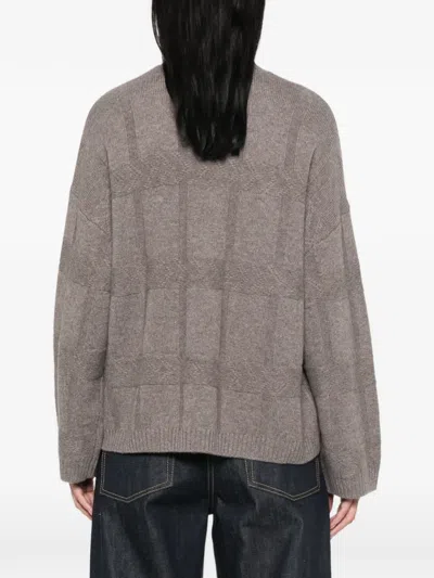 Emporio Armani Check-pattern Cable-knit Sweater In Gray