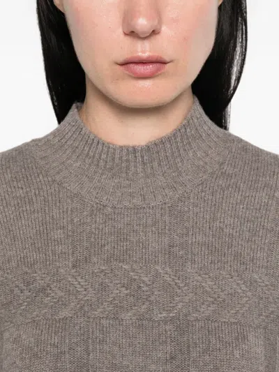 Emporio Armani Check-pattern Cable-knit Sweater In Gray
