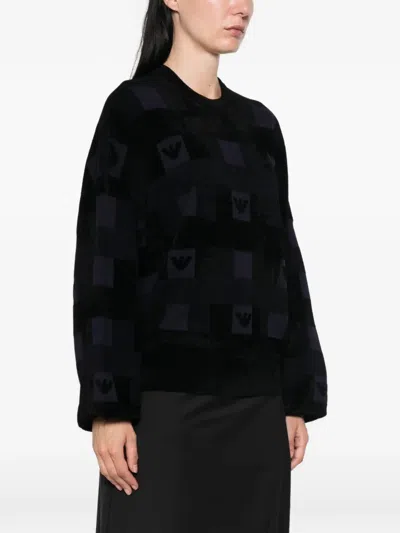 Emporio Armani Logo-patterned Chenille Sweater In Multi