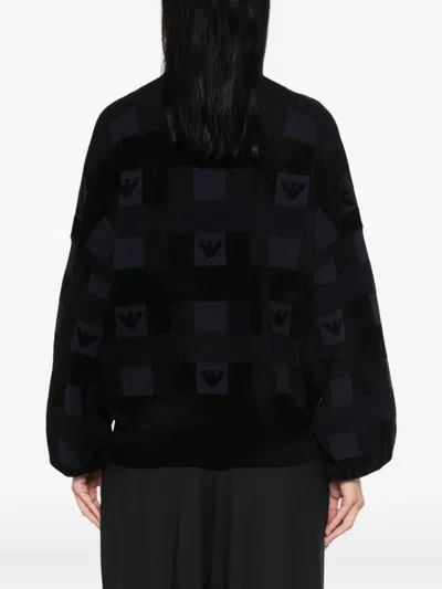 Emporio Armani Logo-patterned Chenille Sweater In Multi