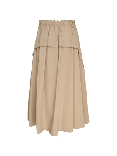 Y's Panelled Flared Skirt In Neutral