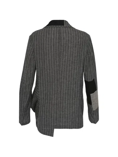 Y's Pinstriped Patchwork Blazer In Multi