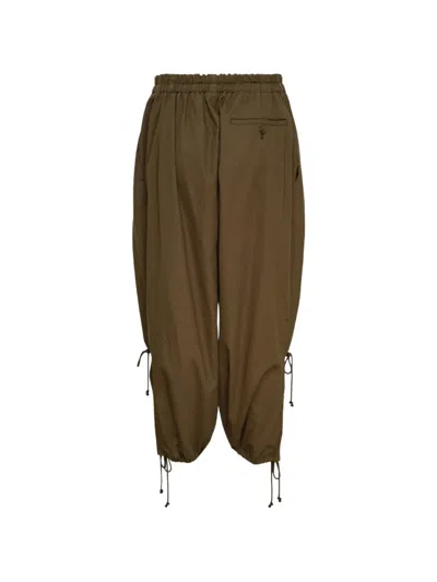 Y's Drawstring-hem Balloon Trousers In Brown