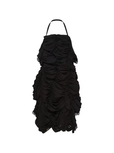 Comme Des Garçons Ruched Tiered Mini Dress In Black