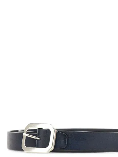 Alberto Luti Square-buckle Leather Belt In Blue