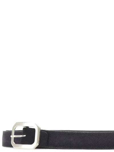 Alberto Luti Suede Leather Belt In Black