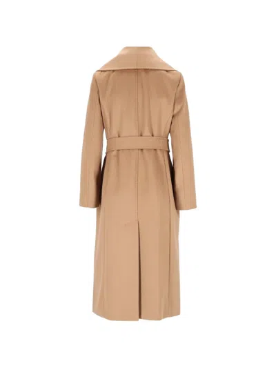 Max Mara Belted Shawl-collar Coat In Neutral