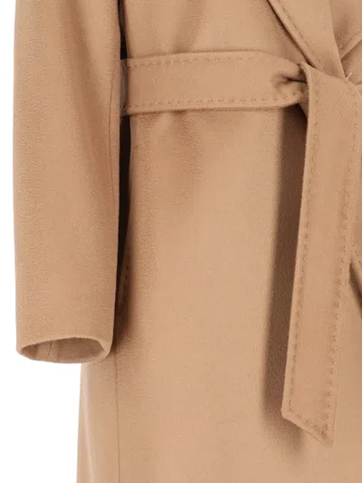 Max Mara Belted Shawl-collar Coat In Neutral