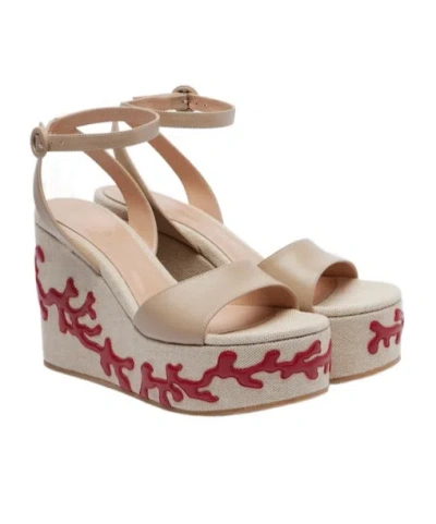Gianvito Rossi Leather Wedge Espadrilles In Multi