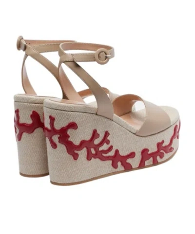 Gianvito Rossi Leather Wedge Espadrilles In Multi