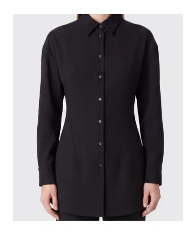 Jil Sander Wool-blend Button-front Shirt In Black