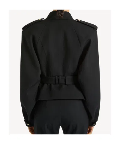 Balmain Wool Belted Officer Jacket In Black