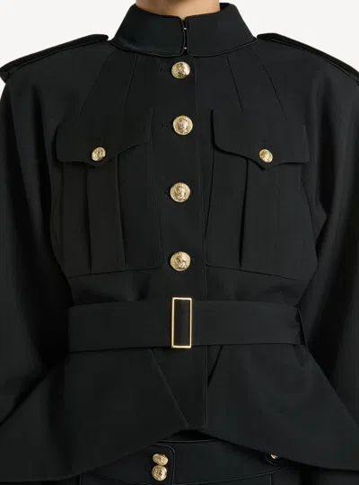Balmain Wool Belted Officer Jacket In Black