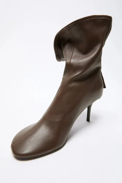 Acne Studios Round-toe Leather Ankle Boots In Brown