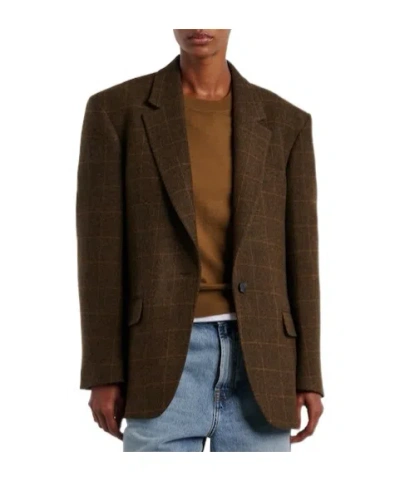 Rohe Checked Oversized Wool Blazer In Brown