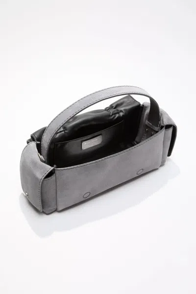Acne Studios Multipocket Suede Shoulder Bag In Cool Grey