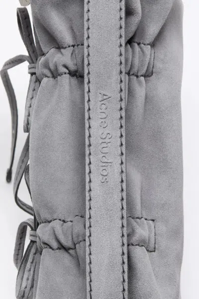 Acne Studios Multipocket Suede Shoulder Bag In Cool Grey