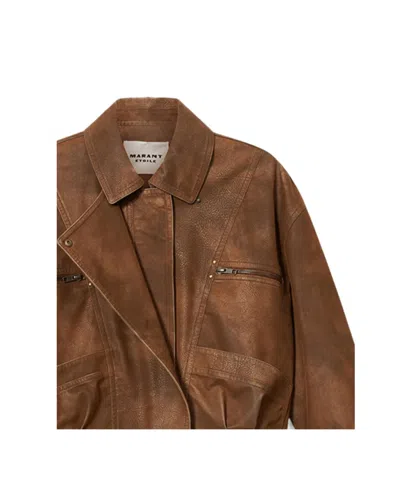 Isabel Marant Étoile Distressed-effect Panelled Jacket In Brown