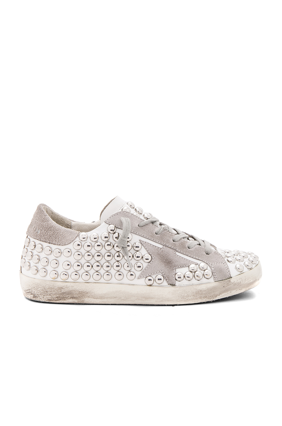 Golden Goose Superstar Distressed Studded Suede And Leather Golden Goose Superstar Distressed Studded Suede And Leather