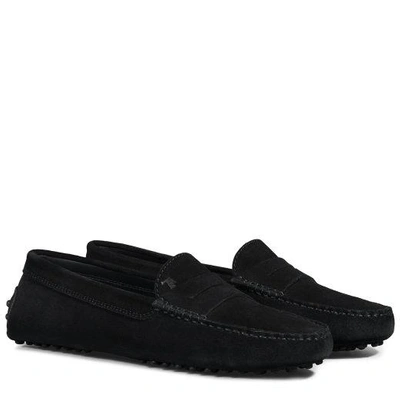 Tod's Gommino Driving Shoes In Suede In Black