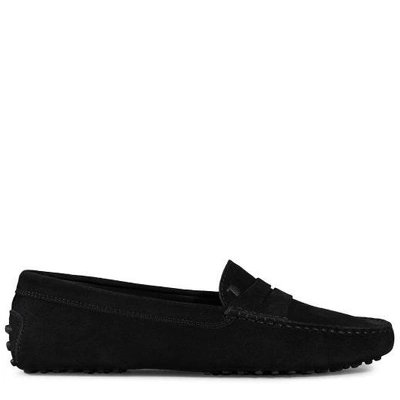 Tod's Gommino Driving Shoes In Suede In Black