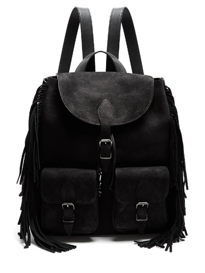 Saint Laurent Men's Festival Crusader Fringed Suede Backpack In Black In Additional Details Will Be Added When The Item Arrives In Stock