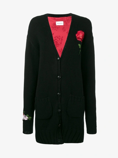 Magda Butrym Chester Rose-embroidered Lone Cardigan, Black