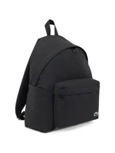 Lacoste Logo-patch Backpack In Black