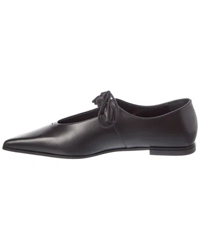Max Mara Leather Flat In Black