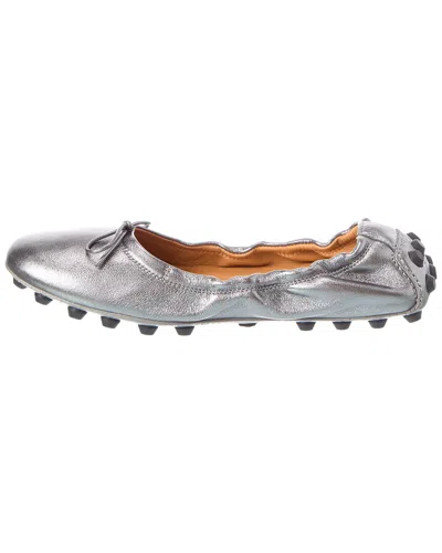 Tod's Woman Ballet Flats Silver Size 8 Leather In Multi