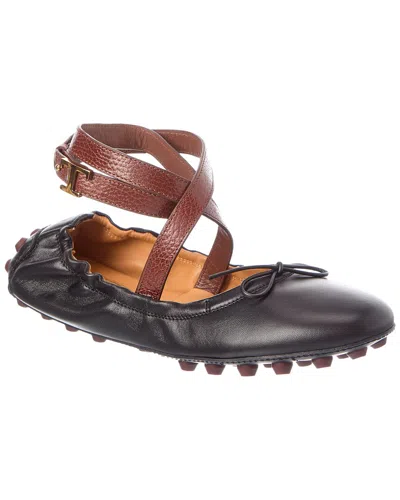 Tod's Leather Ballet Flat In Multi
