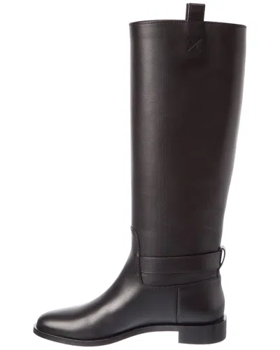 Ferragamo Knee High Boot With Hug Buckle Detail In Blue
