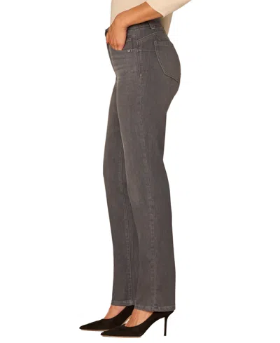 Democracy Petite "ab"solution Straight-leg Jeans In Grey