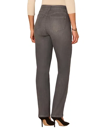 Democracy Petite "ab"solution Straight-leg Jeans In Grey