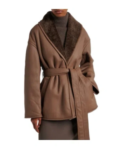 Joseph Shearling-lined Leather Coat In Brown