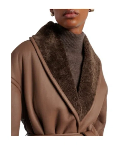 Joseph Shearling-lined Leather Coat In Brown