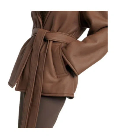 Joseph Shearling-lined Leather Coat In Brown