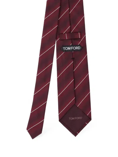 Tom Ford Diagonal-stripe Silk Tie In Red