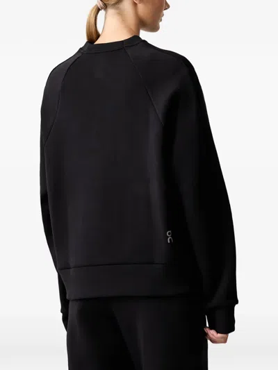 On Logo-print Raglan-sleeve Sweater In Black