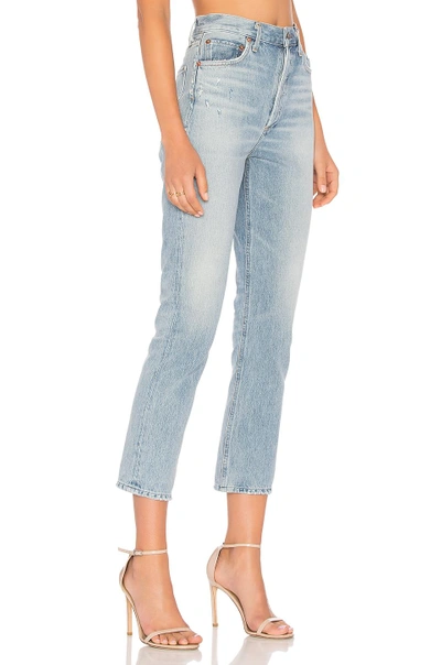 Shop Agolde Riley High Rise Straight Crop In Blue Rock