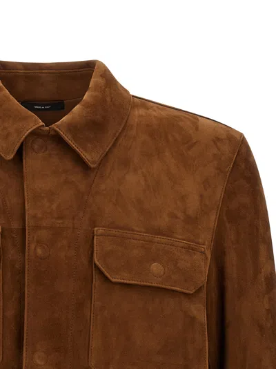 Tom Ford Single-breasted Leather Jacket In Brown