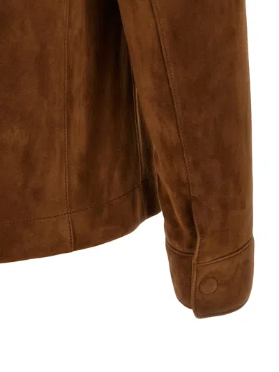 Tom Ford Single-breasted Leather Jacket In Brown