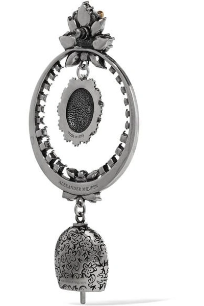 Shop Alexander Mcqueen Silver-tone Crystal And Bead Earrings