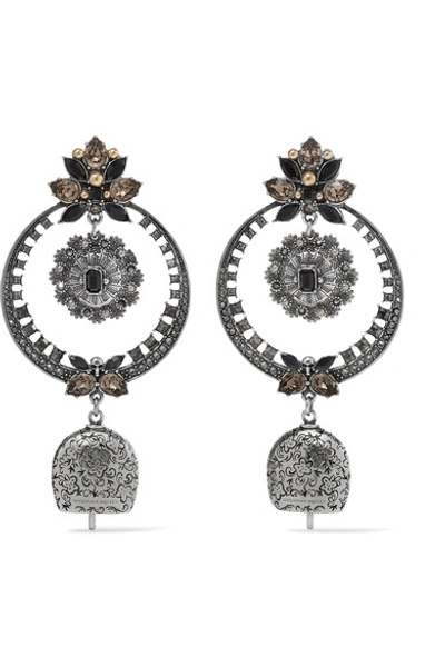 Alexander Mcqueen Silver-tone Crystal And Bead Earrings In Argento
