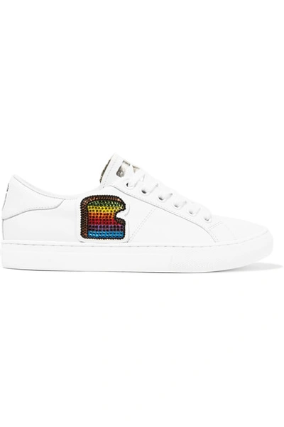Shop Marc Jacobs Empire Toast Embellished Leather Sneakers