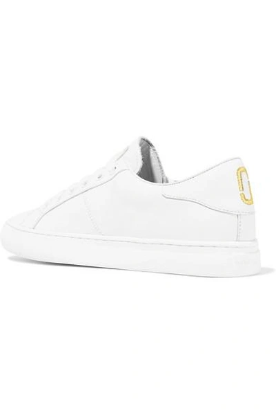 Shop Marc Jacobs Empire Toast Embellished Leather Sneakers
