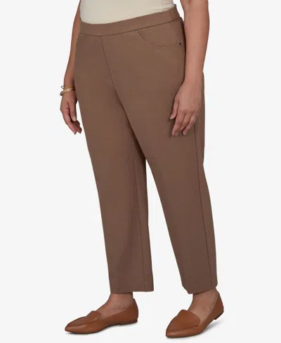 Alfred Dunner Plus Size Pull-on Mid-rise Ankle Pants In Latte